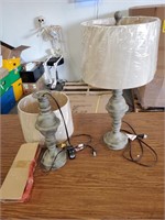 Pair of Accent Lamps with Shades, 27"