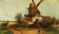 Unsigned Antique Dutch Landscape Painting.
