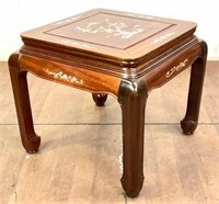 Asian Wood Mother Of Pearl Inlaid Side Table
