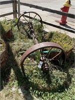 ANTIQUE Iron Wheels on Axle