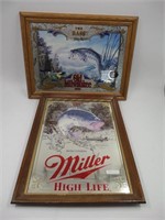 Lot (2) Old Milwuakee & Miller Beer Mirror Signs