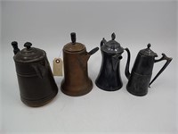 Lot (4) Tea Pots - Copper / Silver