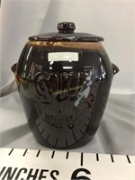 Brown pottery glazed cookie jar 7024