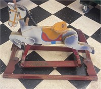 Antique 1920s Gould Mfg Co Wooden Rocking Horse