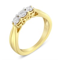 10k Gold Round .50ct Diamond Three-stone Ring