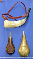 Powder Horn: Natural Horn or Hand Tooled Leather