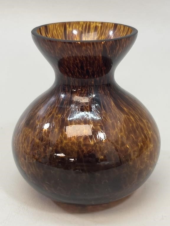 Mouth Blown Brown Glass Bud Vase