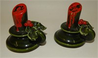 Vintage Christmas Candlestick Holders with Holly
