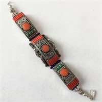 Tibet Hand Made Coral & Turquoise Bracelet