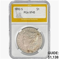 1892-S Morgan Silver Dollar PGA XF45