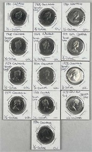 (13) Assorted Canada Half Dollar Coins