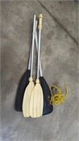 Set of 2 Oars and Lead Weight on Rope