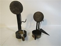 Early Metal Betty Lamps - 5.5" & 7.25" Tall