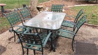 Glass Top Patio Table w/ 6 Chairs