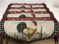 4 Rooster Rugs w/Non-Slip Backs 31 x 17in