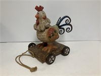 Rooster on Cart Decor 10.5 x 10in