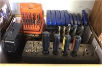 Screw Drivers, Drill Bits And Assorted Tools