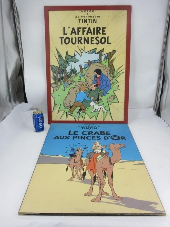 2 affiches laminées de Tintin