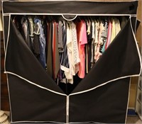 Clothing Storage Rack w/ Cover & Contents