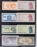 8 Assorted Asian Banknotes