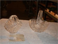 Vintage Etched Lead Crystal Brides Baskets