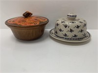 Vintage Ceramic Bowl and Covered Cheese Set