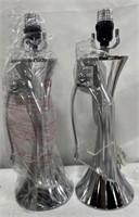 CATALINA LIGHTING SILVER LAMPS - SET OF 2 - 17IN
