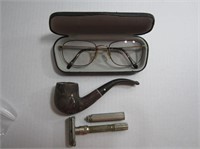 Pipe, Glasses, Razor and Spare Razor Part