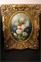 Hand Painted Still Life In Ornate Frame