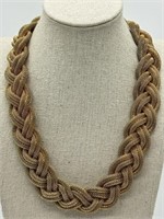 Vintage Gold Tone Braided Mesh Necklace