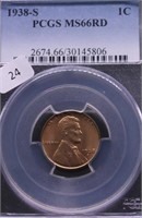 1938 S PCGS MS66 RED LINCOLN CENT