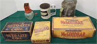 Box lot of kitchen and advertising boxes