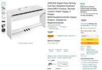 O3432  ZHRUNS Digital Piano 88 Key Full-Size White