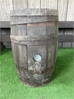 Rustic whiskey barrel with no lid