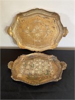 Hand Carved Italian Gilt Wood Trays (2)