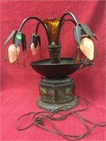 Art Deco epergne lamp, 4 light, amber liner,