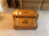 Matching Wooden Ship Boxes