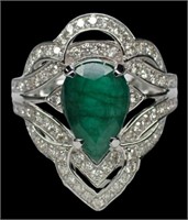 18kt Gold 2.75 ct Natural Emerald & Diamond Ring
