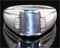 Men's Natural Cat Eye & Diamond Ring