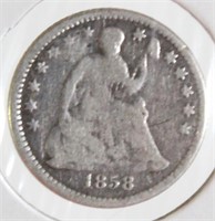 1858-O Seated Liberty Half Dime VG+