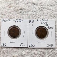 1911D VG,1911S G Lincoln Cents