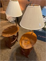 2- wooden table lamps