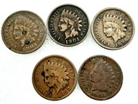 Pièces 1¢ US INDIAN HEAD 1888-1896-1897-1901-1904