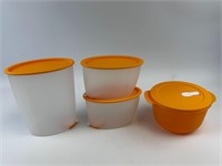 New Tupperware Orange Cereal Keepers & 8.5 C Bowl