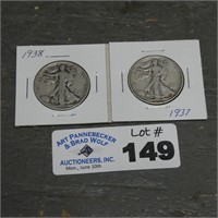(2) Silver Walking Liberty Half Dollars