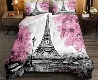 3pc Queen Comforter Set - Eiffel Tower