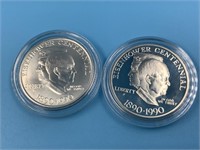 Lot of 2 1990 Eisenhower centennial silver dollars