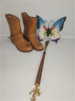 Boots, Long Shoe Horn, Decorative Butterfly