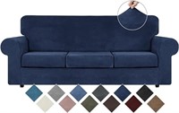 E4374 4 Velvet Covers for 3 Cushion SofaNavy Blue