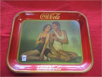 "Drink Coca-Cola" Tray w/Couple in Bathing Suits,